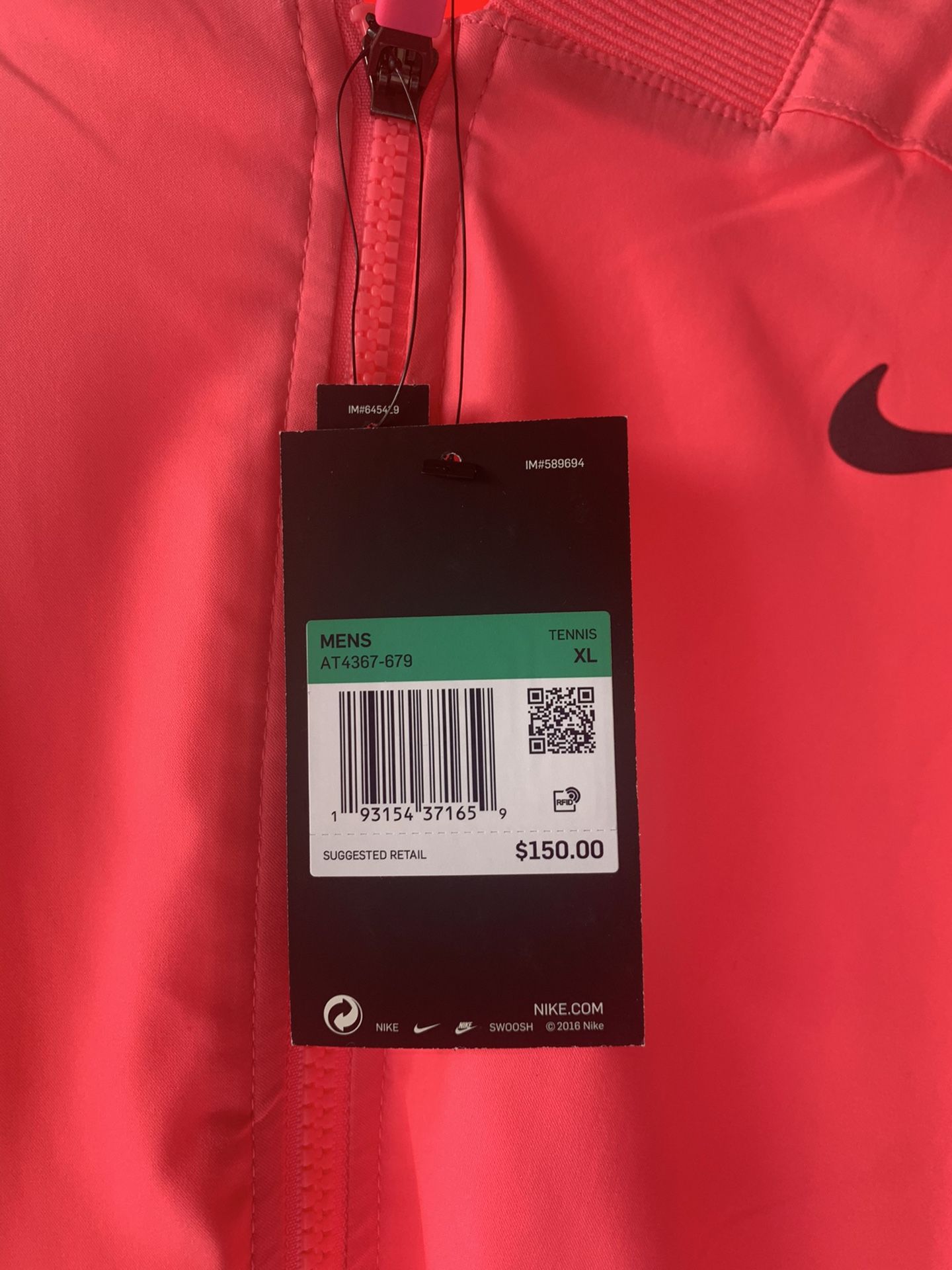 Nike Rafa Court Pink Jacket Tennis Rafa Nadal AT4367 679 US Open Champ Size XL