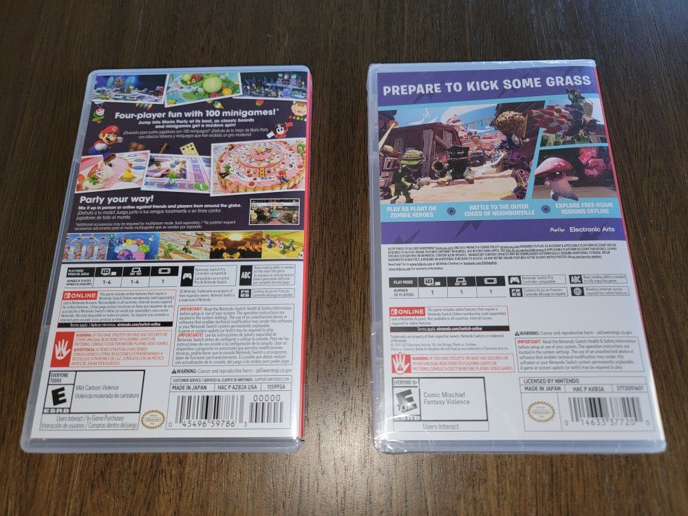 2 Nintendo Switch games Mario Party Superstars and Plants vs Zombies