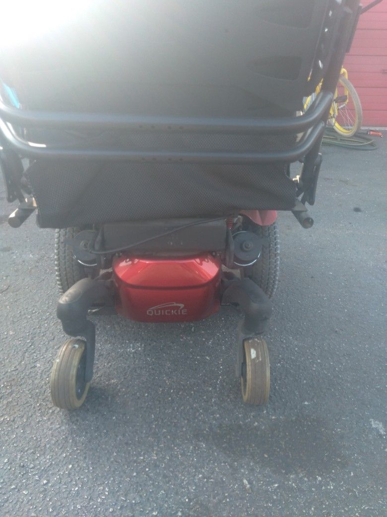 Mobility Chair, Quikie 715, Red Metallic, Extra Large, New Batteries, Adjustable Legs & Headrest, Adjustable Controller, 4 Speed Levels