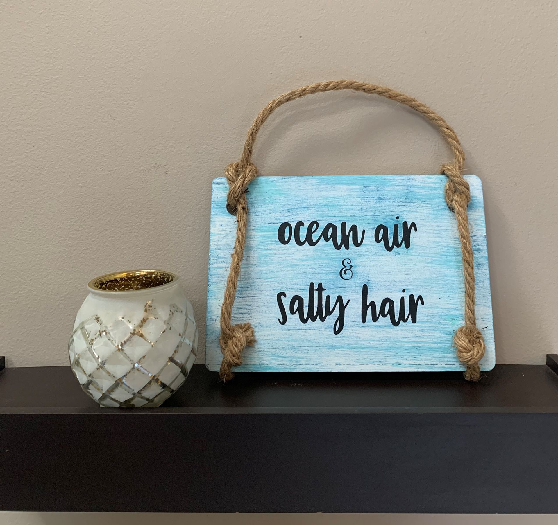 Ocean Air & Salty Hair Painted Wood Sign