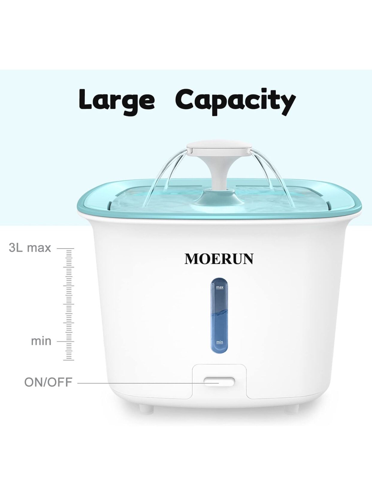 MOERUN Cat Water Fountain, 101oz/3L Pet Water Fountain with Ultra Quiet Pump and LED Indicator, Kitty Drinking Dispenser with 4 Filters & 1 Silicone f
