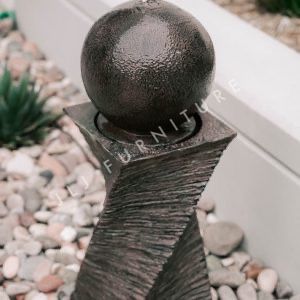 NEW Fountain Modern Curved Swirl Sphere Water Fountain, Indoor Outdoor Décor, 30 Inch Tall, Black