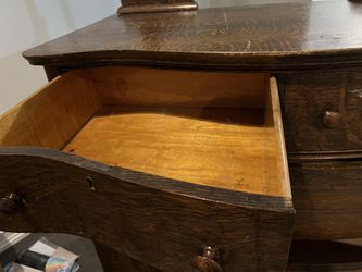  Vintage Wood Dresser With Mirror $250 Dovetailed Drawers Thumbnail