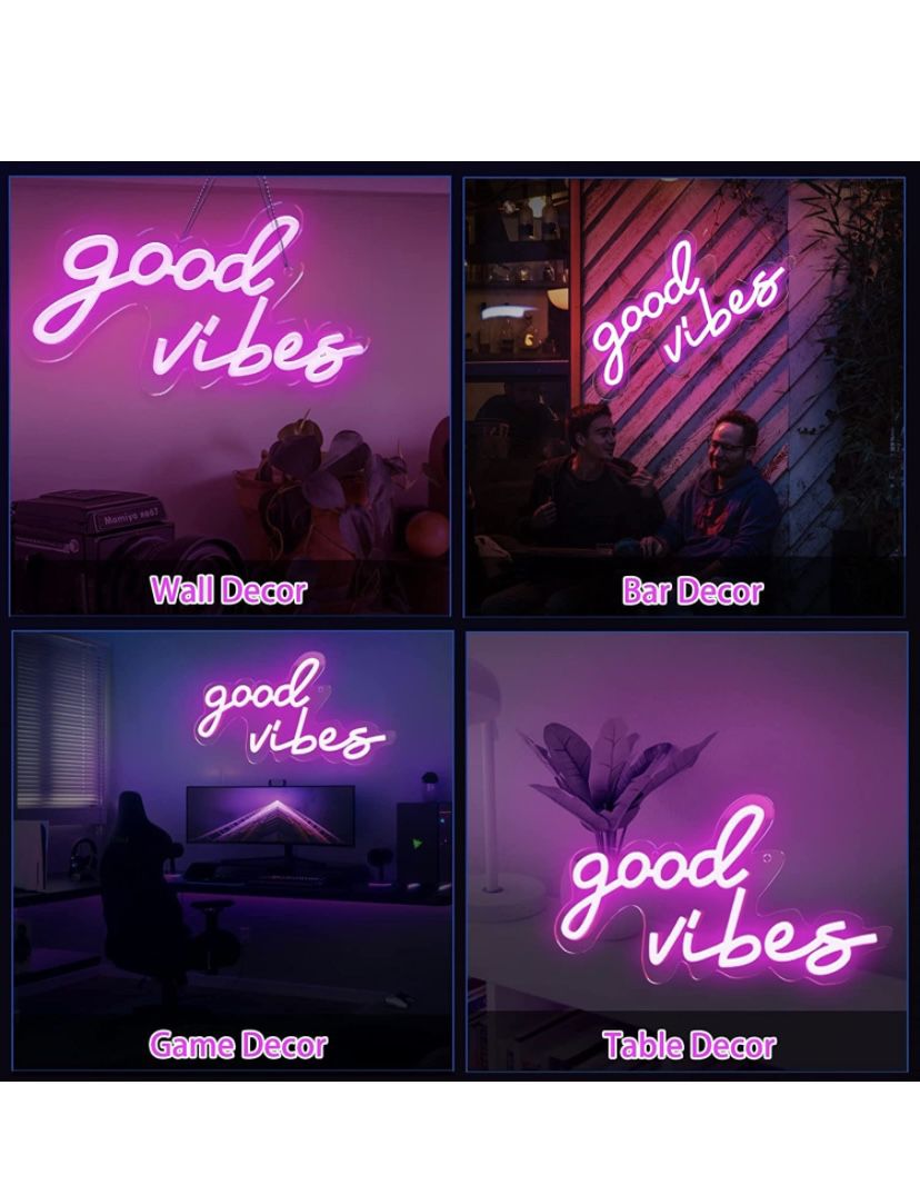 Pink Good Vibes Neon Sign & Tapestry & wall holder  frim price