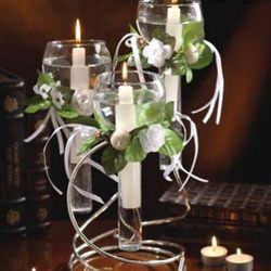 Studio Silversmiths 3 Light Glass Floating Candle Holder With White Metal 