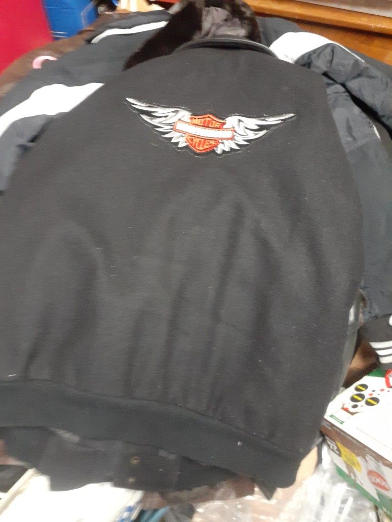 Harley Davidson, Leather And Wool Jacket, Size 2X, Very Nice Ice Shape