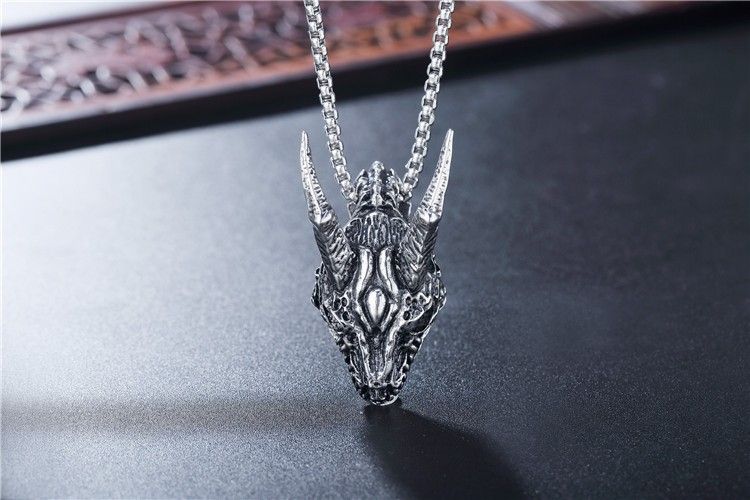"Retro Horned Warcraft Monster Necklace, BL135