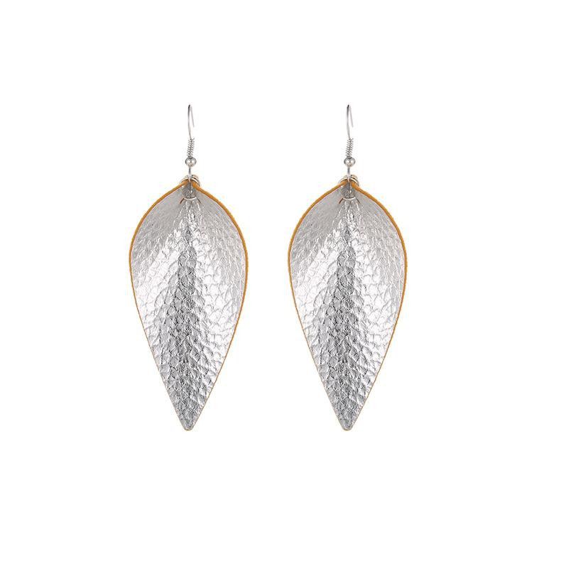 "Fashion Leaf Water Drop Artificial Leather Earring for Women, IN014
 
 