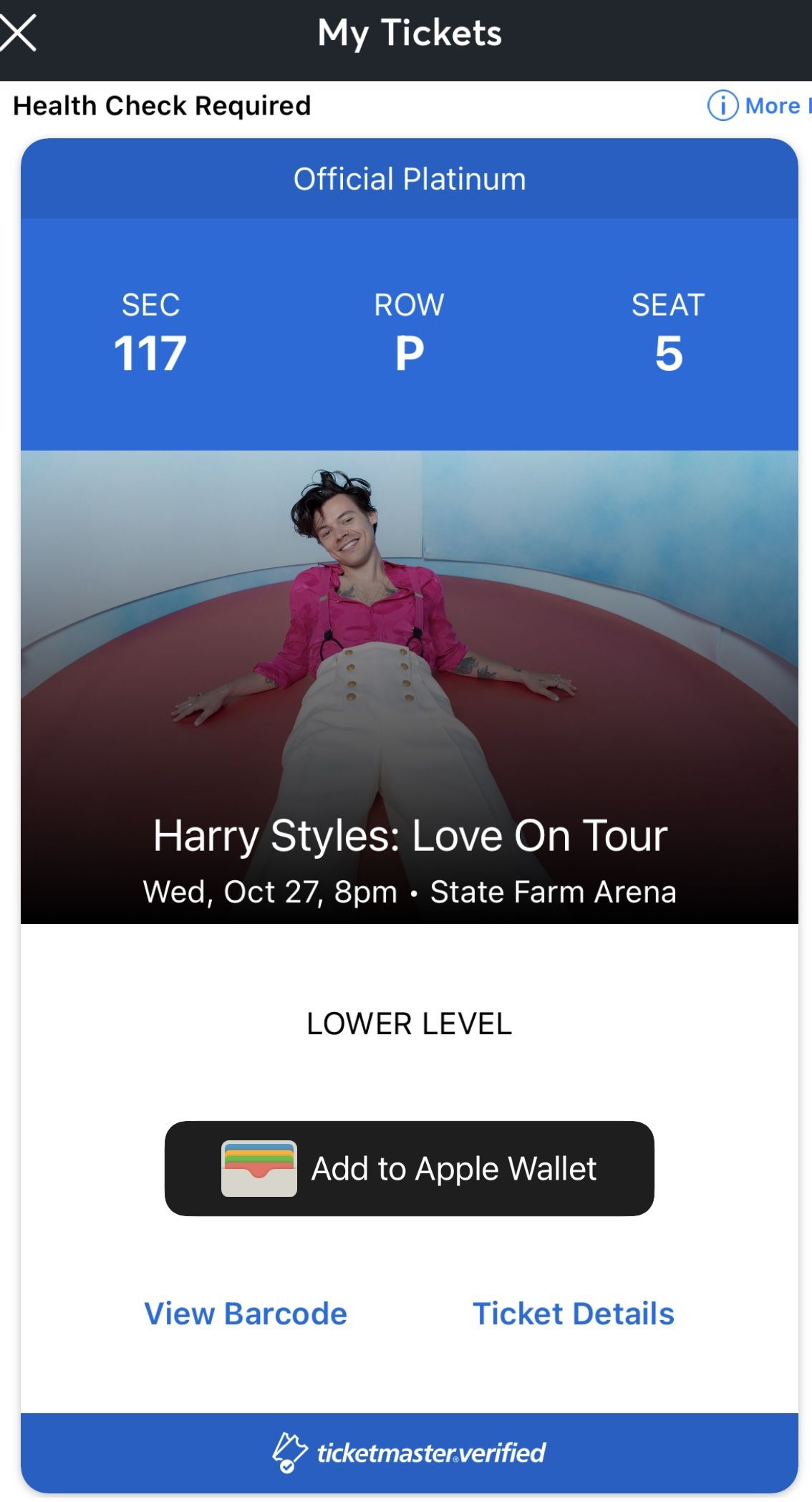 Harry Styles (2 Tickets) LOWER LEVEL SEC 117 Row P - Wed 10/27/21 - Atlanta