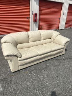 Free Delivery - Leather Cream Couch Thumbnail