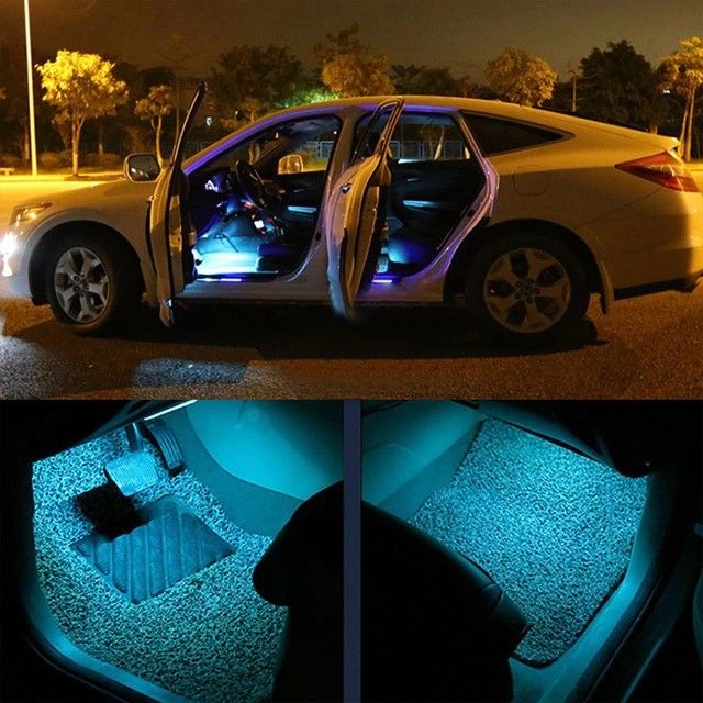 NEW PLUG & PLAY CAR INTERIOR LIGHTING KIT W/PHONE APP CONTROL! MULTIPLE COLORS/ MUSIC MODE