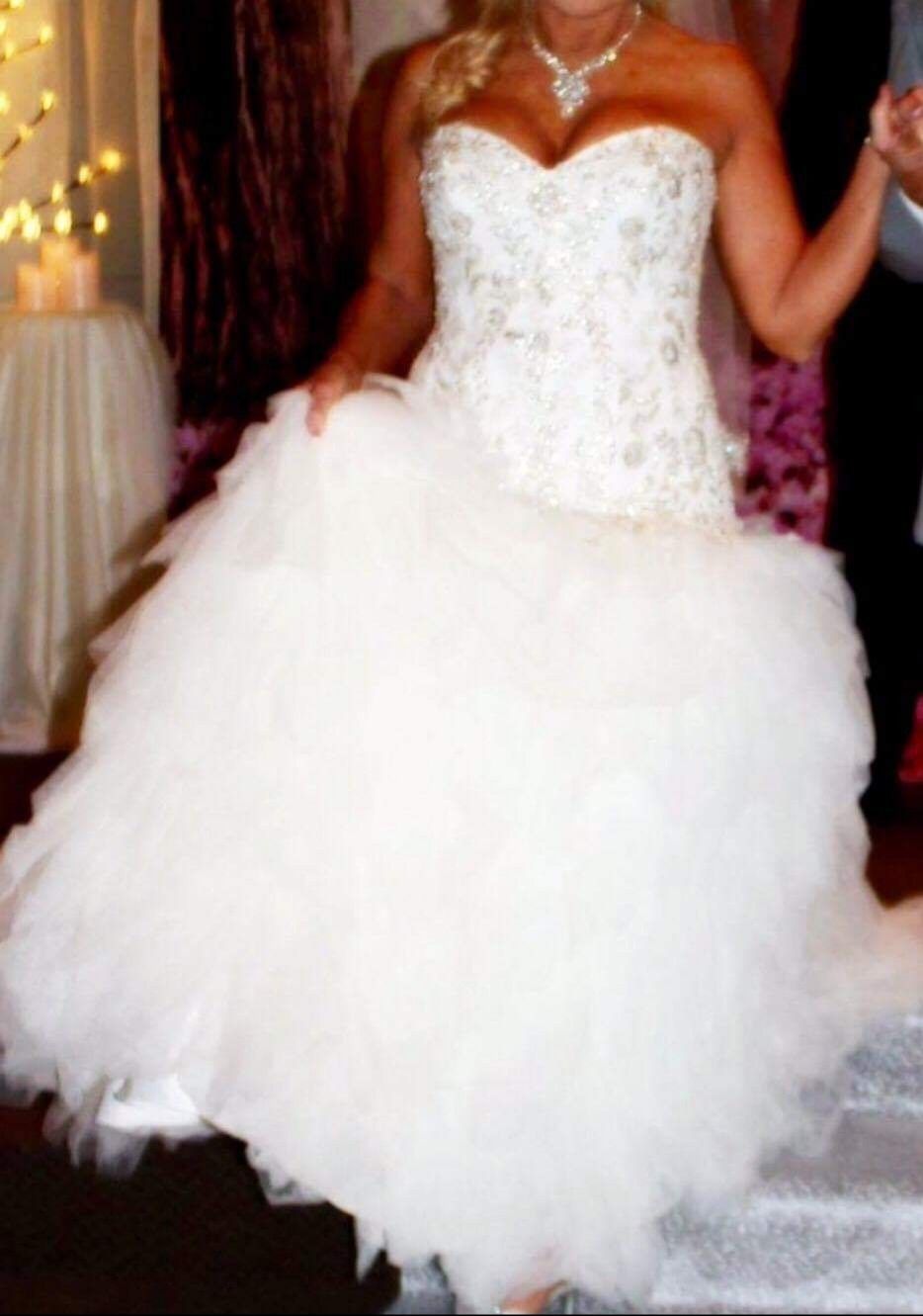 David's Bridal Wedding Dress and Matching Veil.
