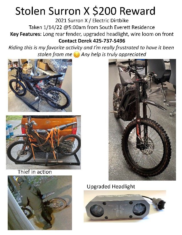 STOLEN Sur ron Surron X Electric Dirtbike