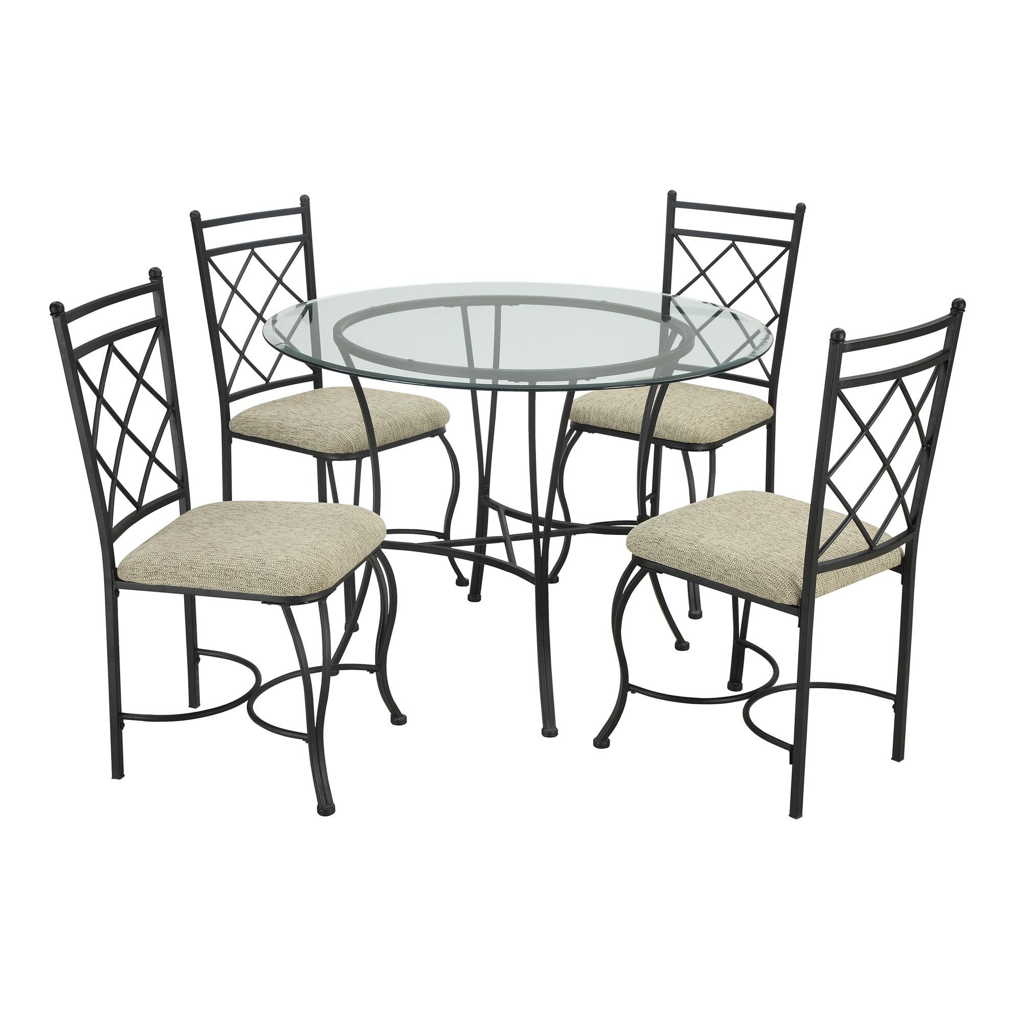 NEW Dining Table Set Kitchen Chairs 5 piece Glass Top Metal Tables Contemporary Room Decor Counter Height Comfortable Home Seats Indoor *↓READ↓*