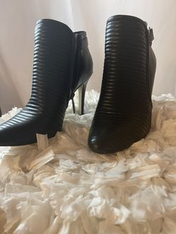 BCBG generation Black Silky Leather Booties Thumbnail