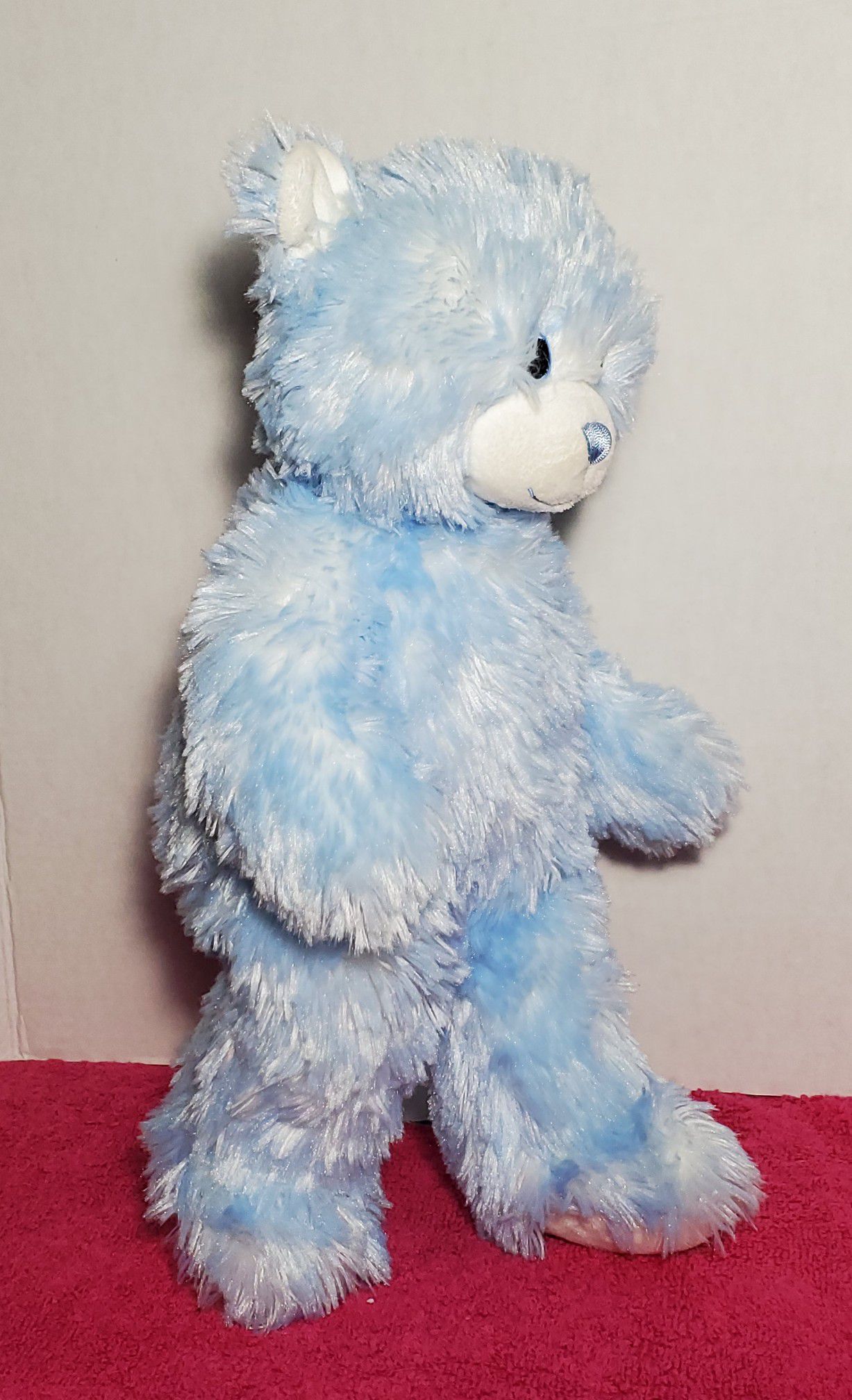 16" Build A Bear Pastel Baby Boy Blue Soft Shaggy Teddy Embroidered Eyes Easter