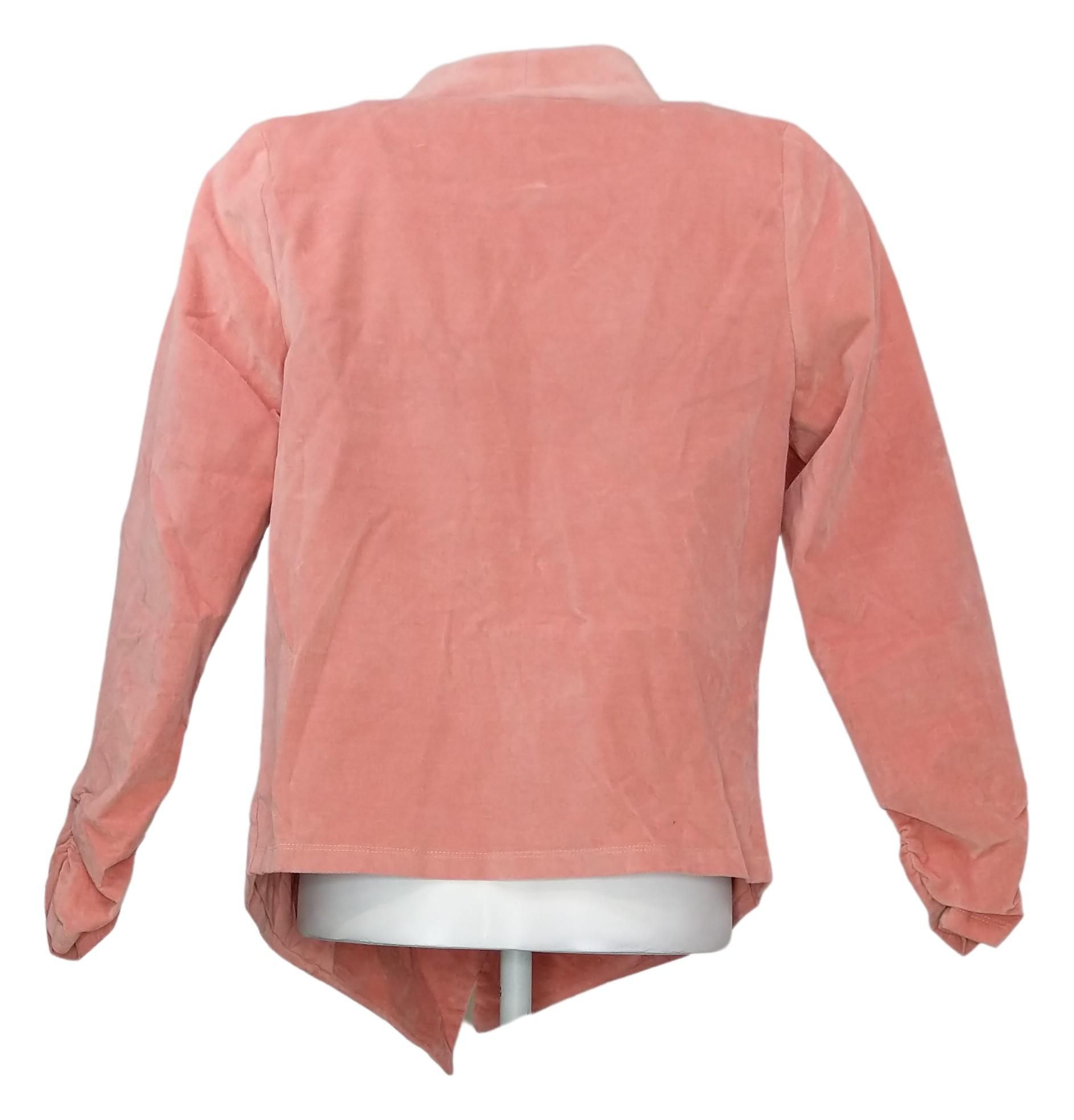 DG2 By Diane Gilman Women's Sz XS Stretch Velvet Open Front Blazer Pink 680567
