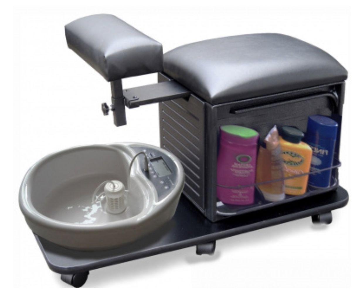 Salon spa pedicure stool/cart/trolley with wheels, storage and footrest