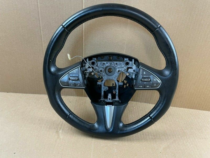 OEM 14-15 INFINITI Q50 RWD STEERING WHEEL BLACK LEATHER W/ AUDIO SWITCH