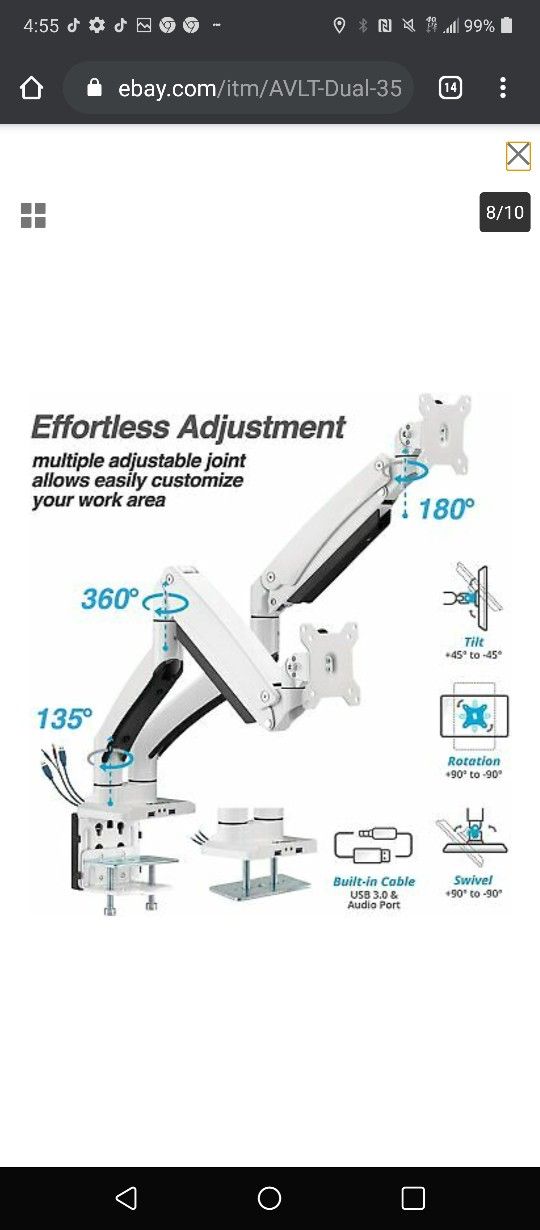 AVLT Dual 35" Monitor Desk Stand - Mount Two 33 lbs Computer Screens