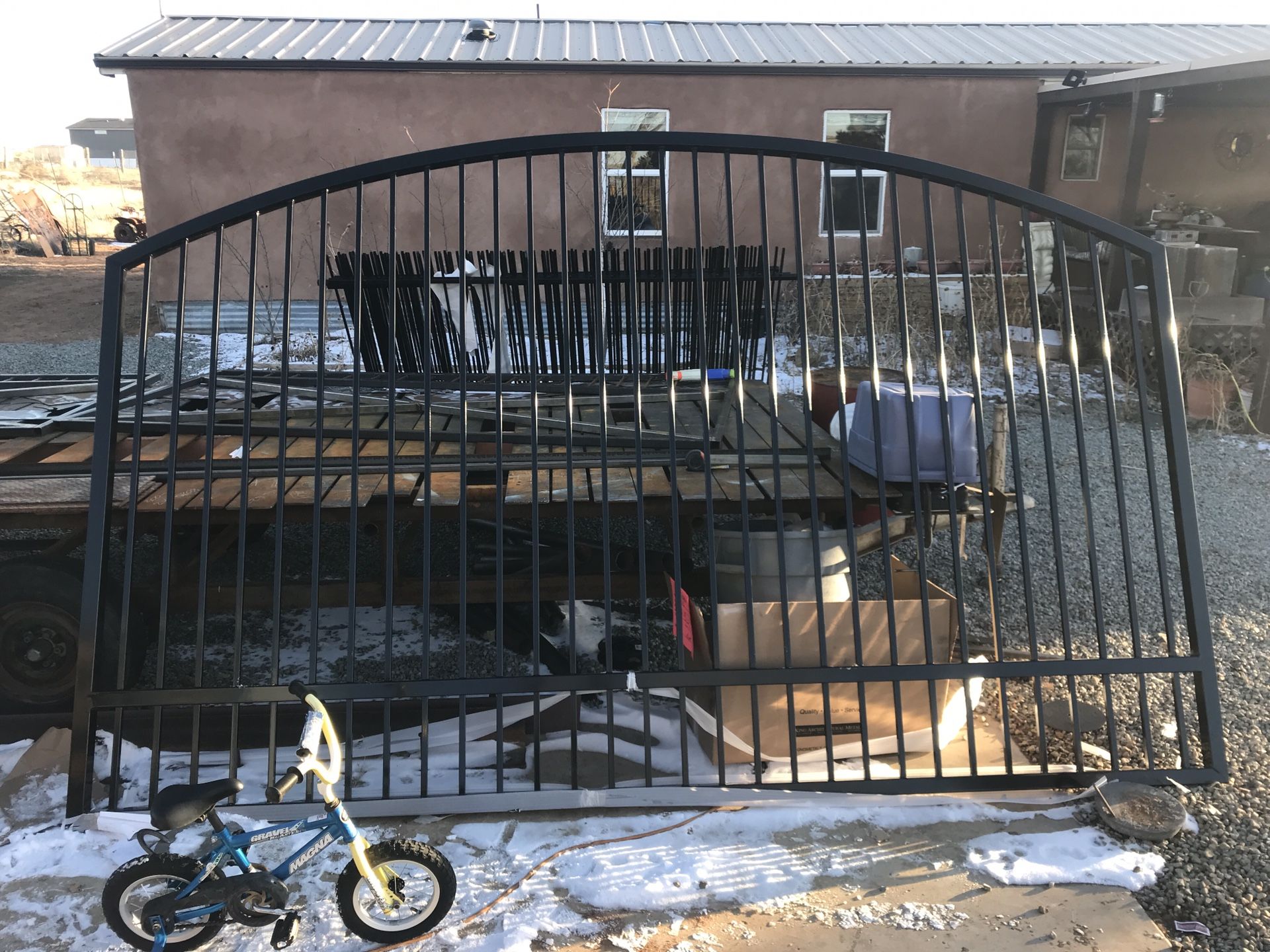 12’ x 7’ 6” at center. 6’ at ends Gate Powder Coated