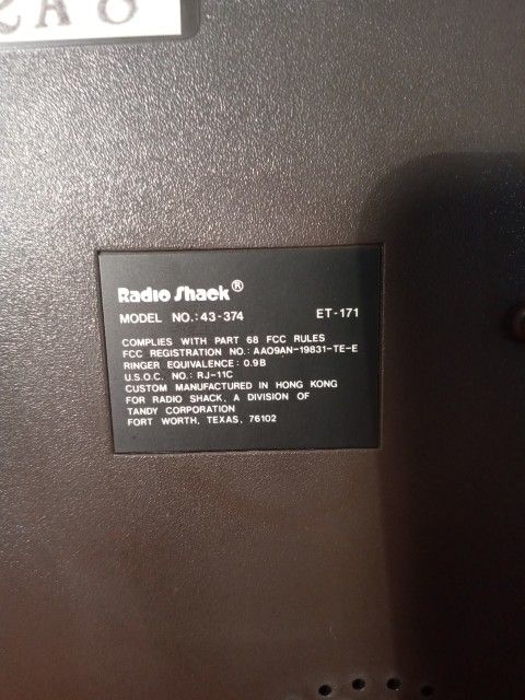 Vintage 1980s Radio Shack Old School Push Button Telephone With Phone Cable