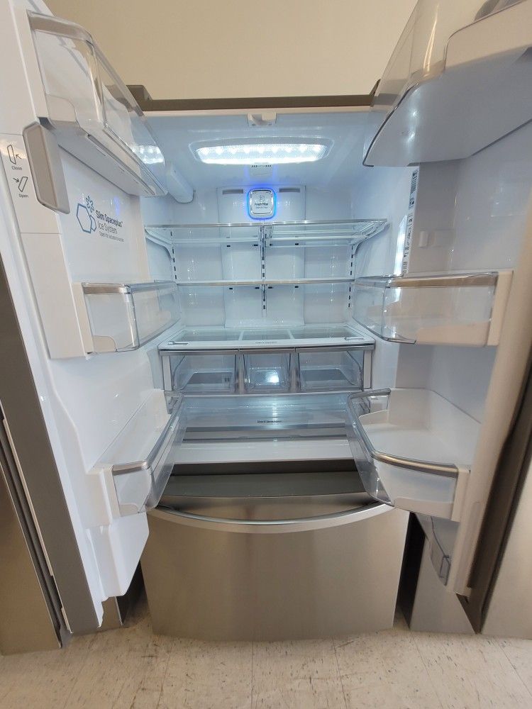 Lg Stainless Steel French Door Refrigerator Used Good Condition With 90day's Warranty