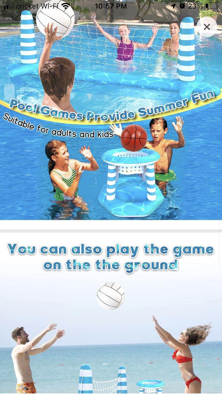 New - Inflatable Pool Volleyball Net Basketball Hoop Swimming Set - 2 Boxes Available