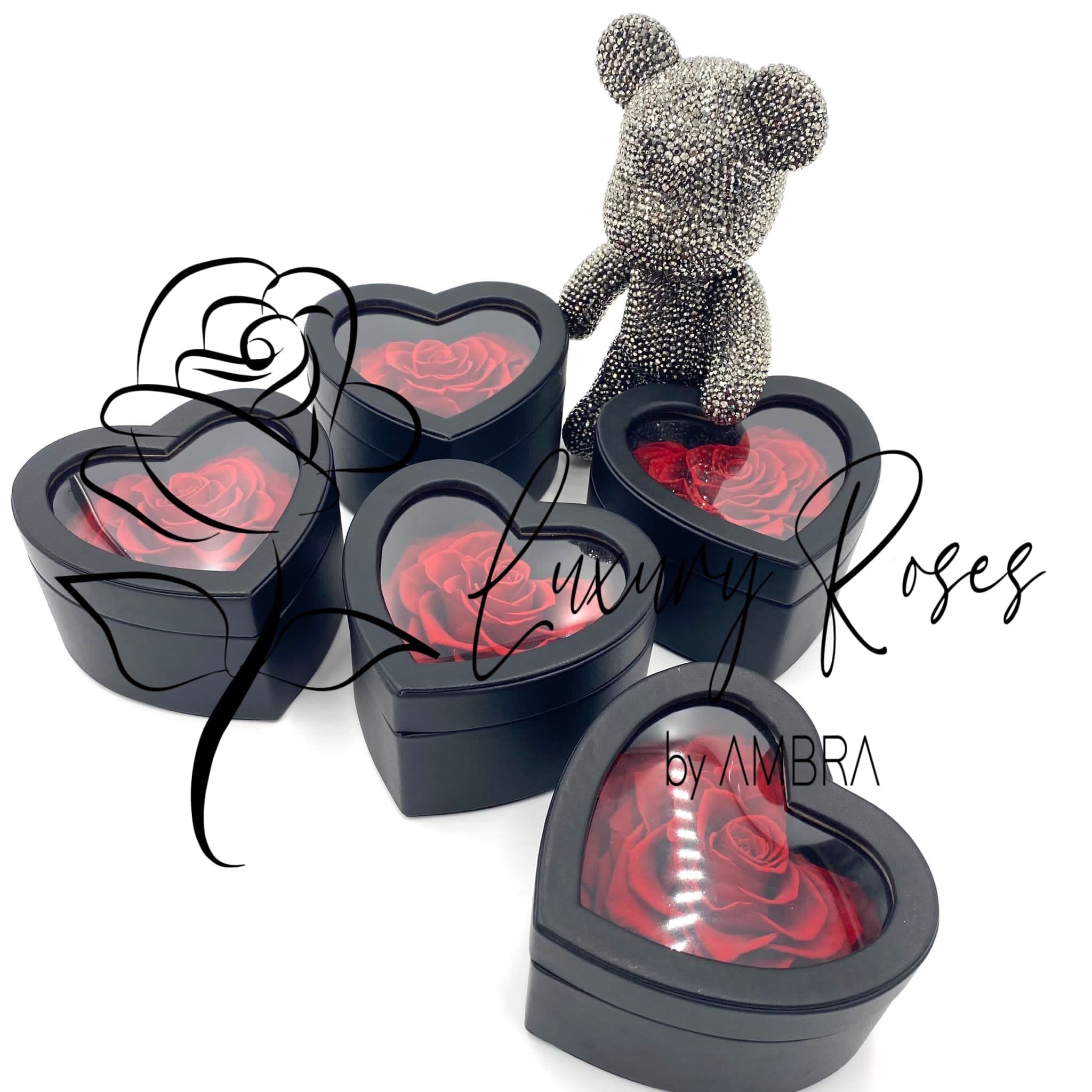 Leather red heart shape box Eternal Roses Box Roses Lasting Preserved Flowers immortal Roses Bday Anniversary Gift Present long lasting