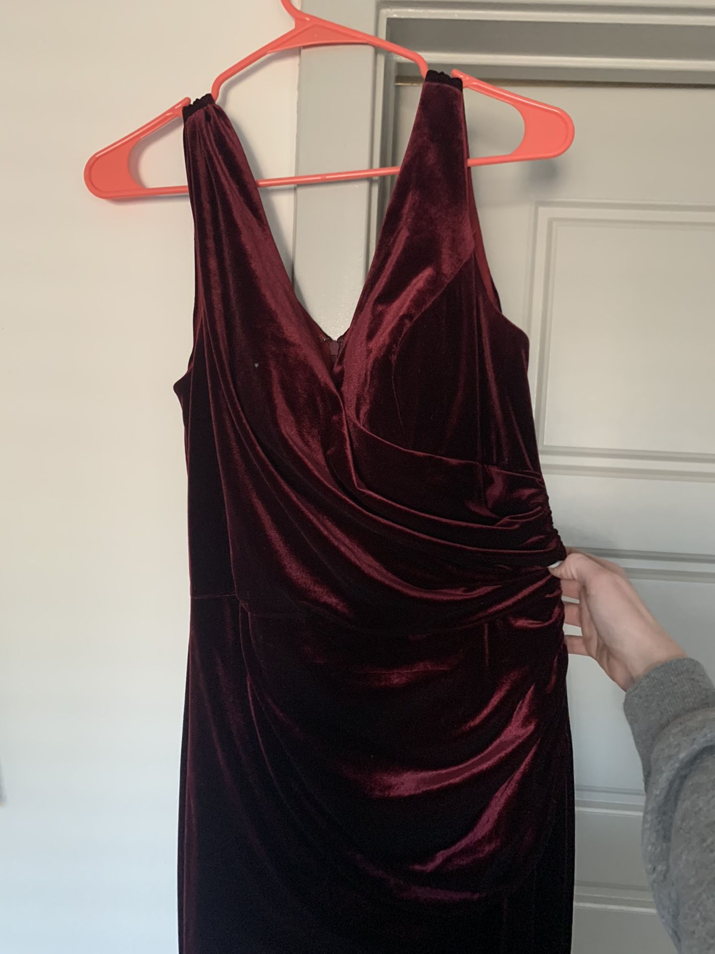 Bridesmaid Dress, Velvet Burgandy, Size 8