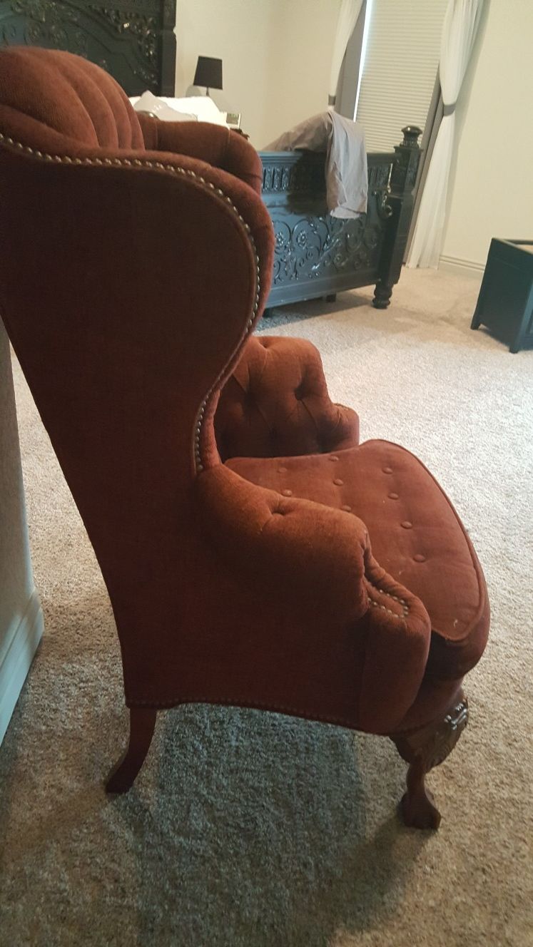 Beautiful burgundy wingback chair