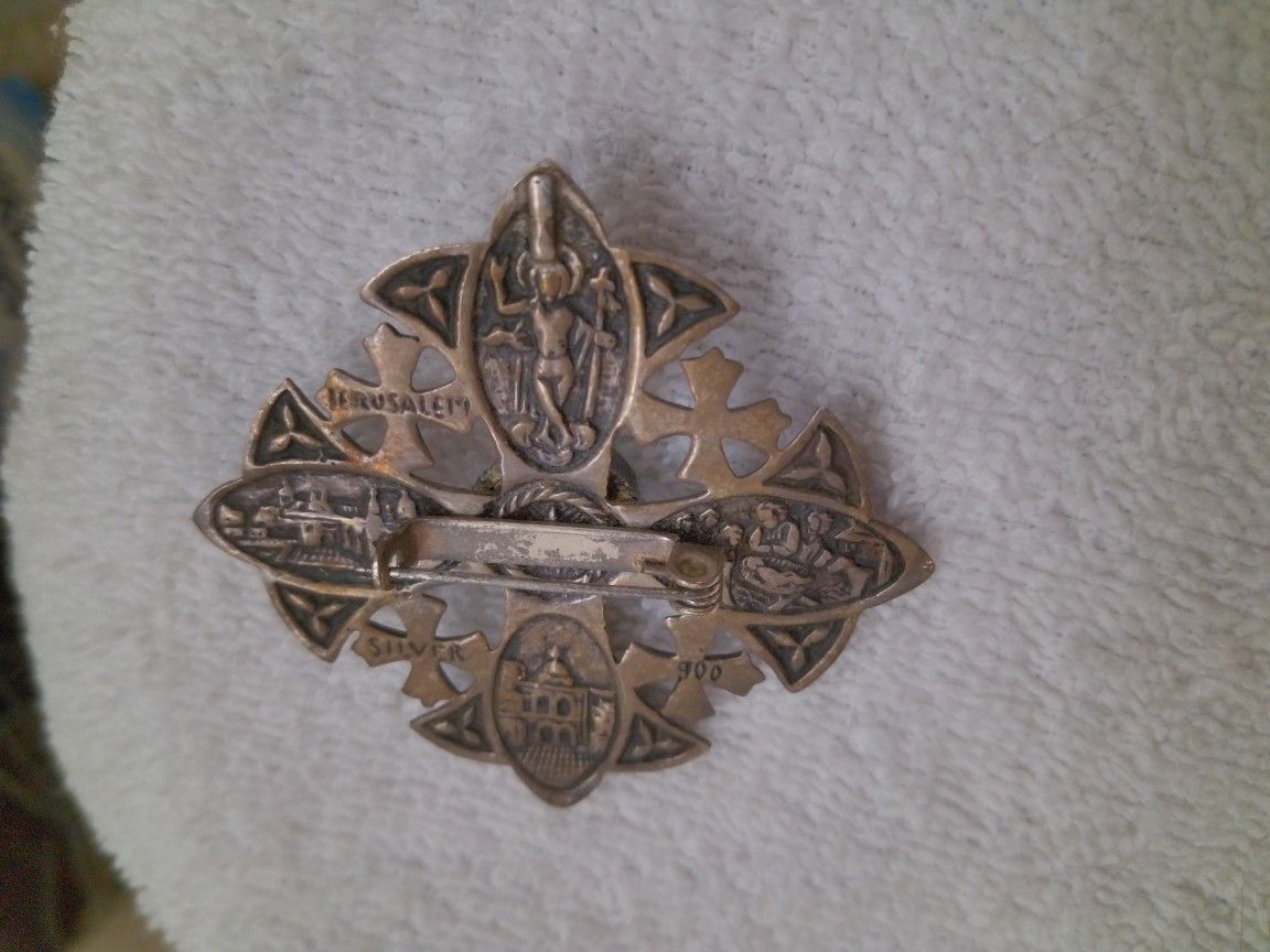 vintage Sterling Silver 90/100 Brooch 4" Solid Nice Patina