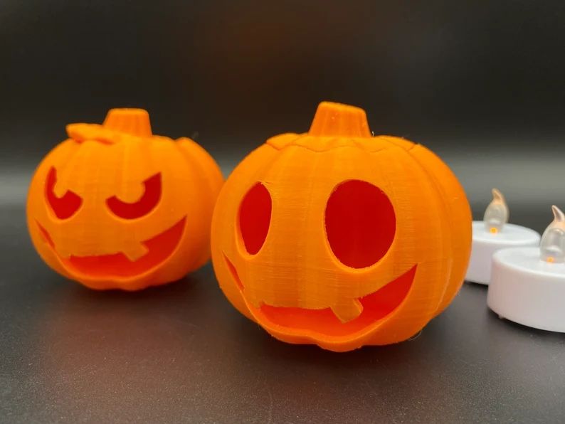 Jack-O-Lantern Pumpkin With Flickering LED Candle