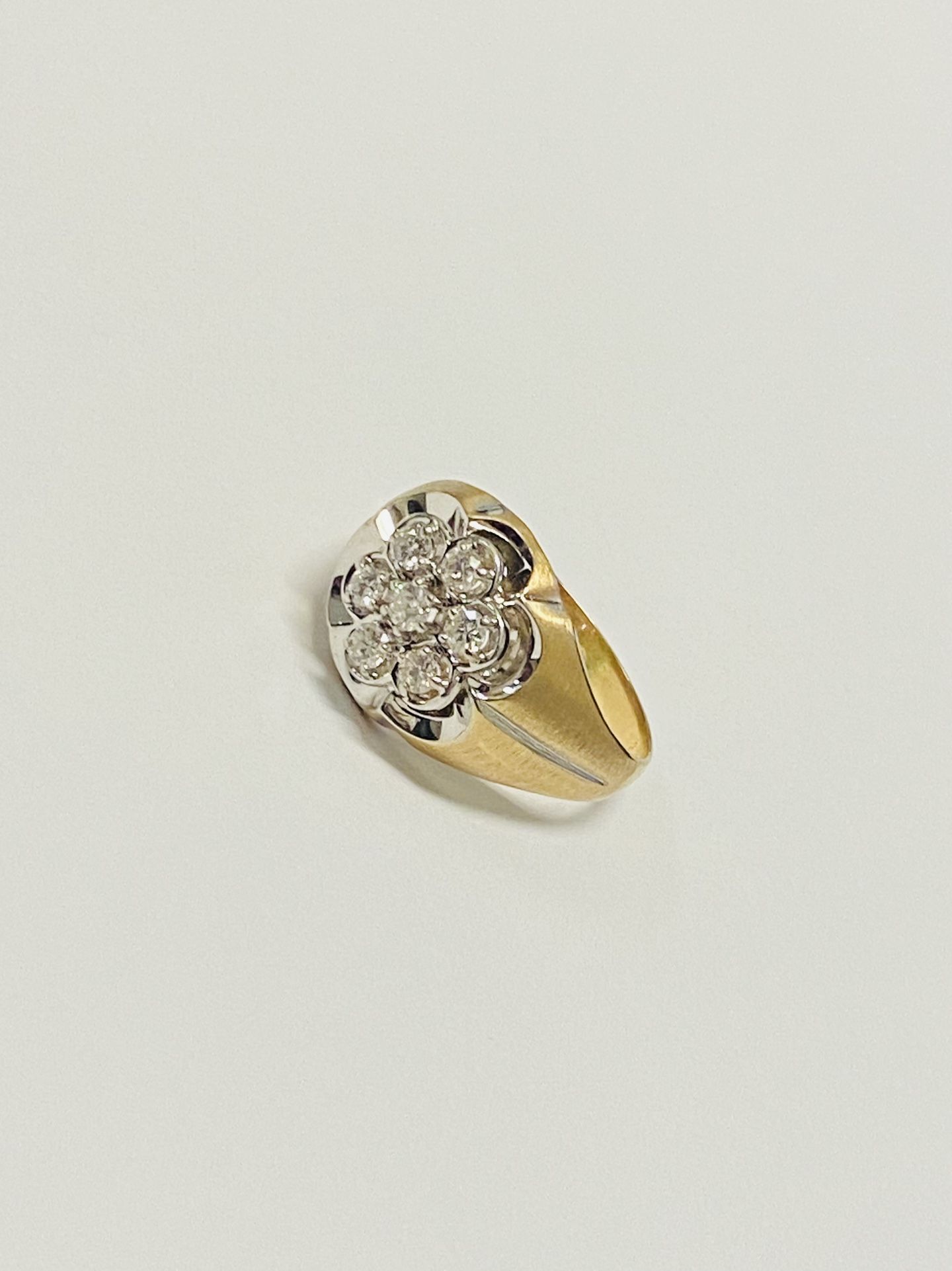 Vintage Men's 14K Yellow Gold 1/2 Carat Round Cut Diamond Cluster Ring