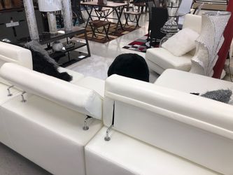 White sectional with adjustable headrest Thumbnail