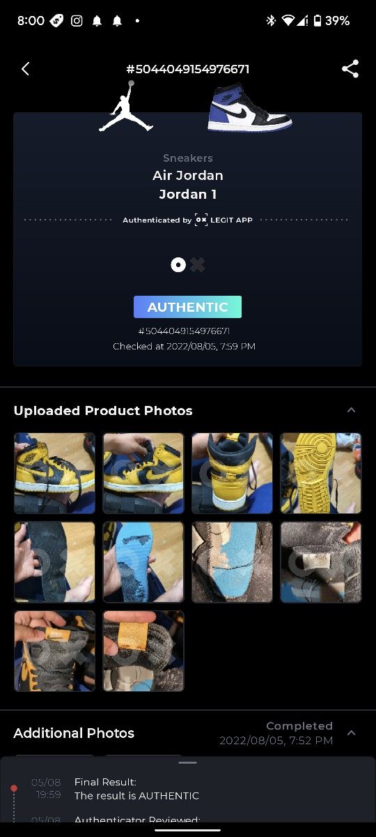 Jordan 1 Pollen Size 8
