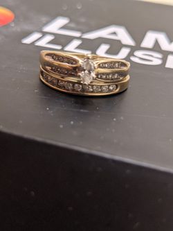 Engagment Ring Set 10k Gold Real. 5carat Diamonds Thumbnail