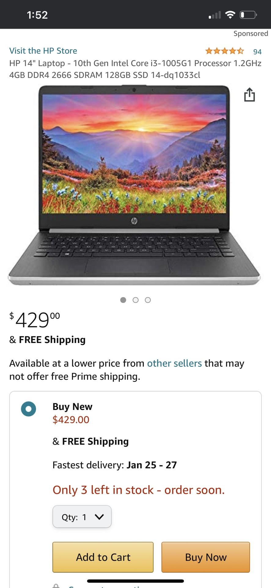 Refurbished HP laptop 4 GB Core i3 Laptop
