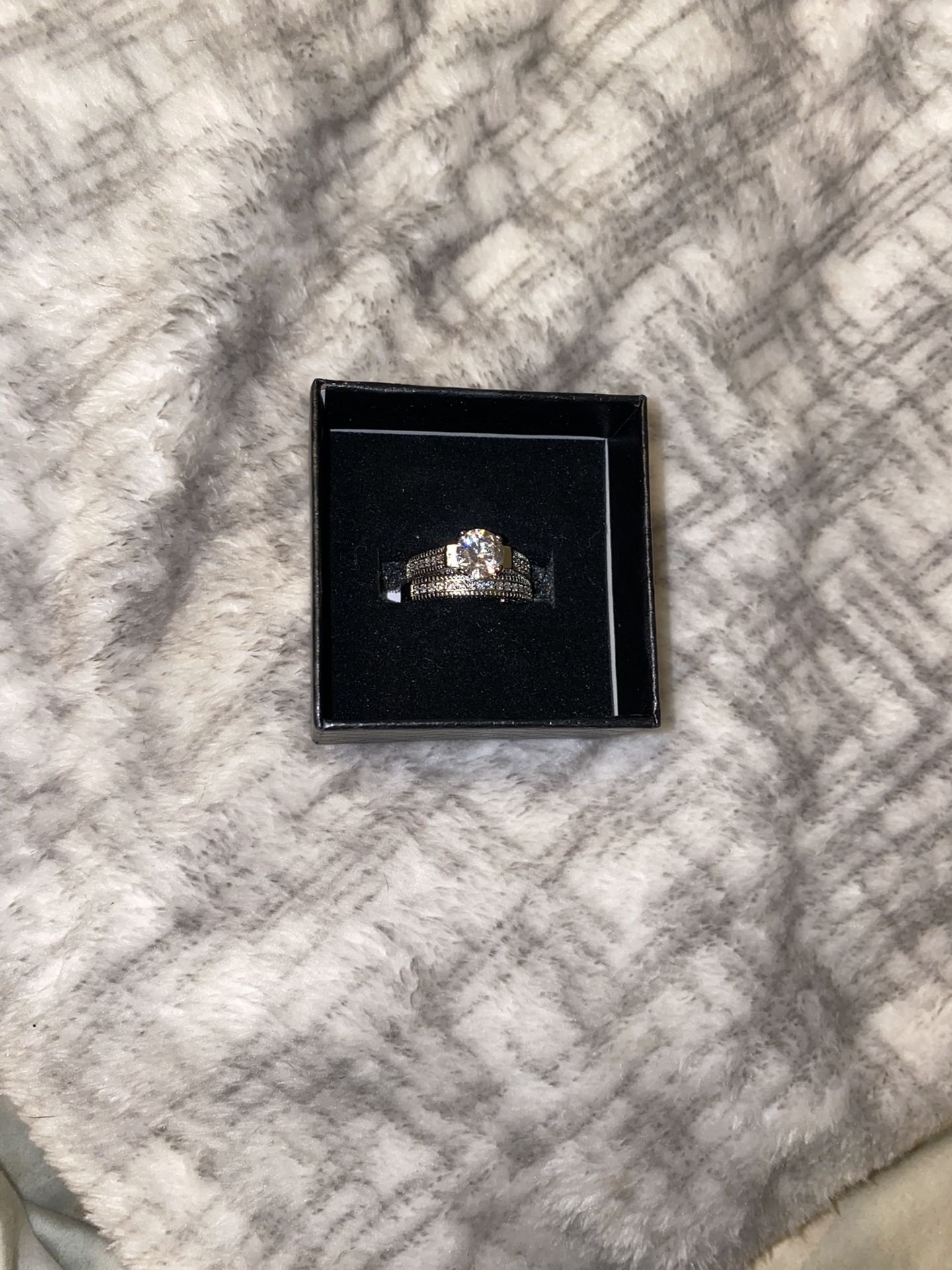 2 Band Wedding Set With Cz Diamonds 2ct Round Solitaire With Matching Band