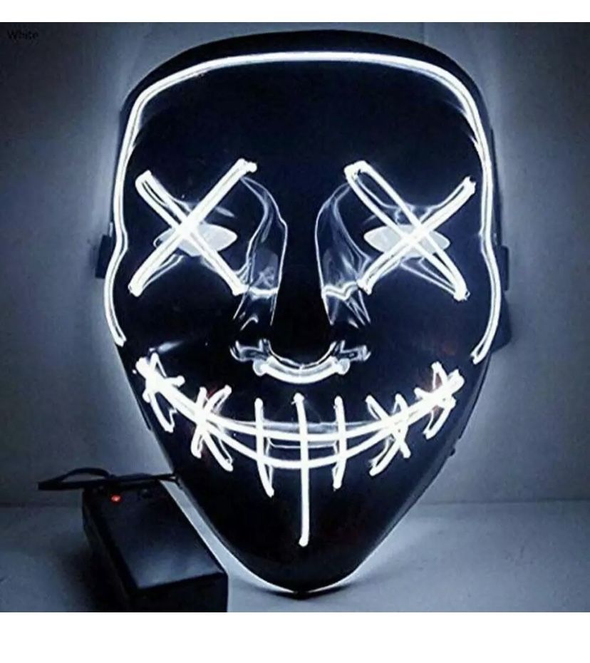 Halloween LED Glow Mask 3 Modes EL Wire Light Up The Purge Movie Costume Party 8 colors are available
