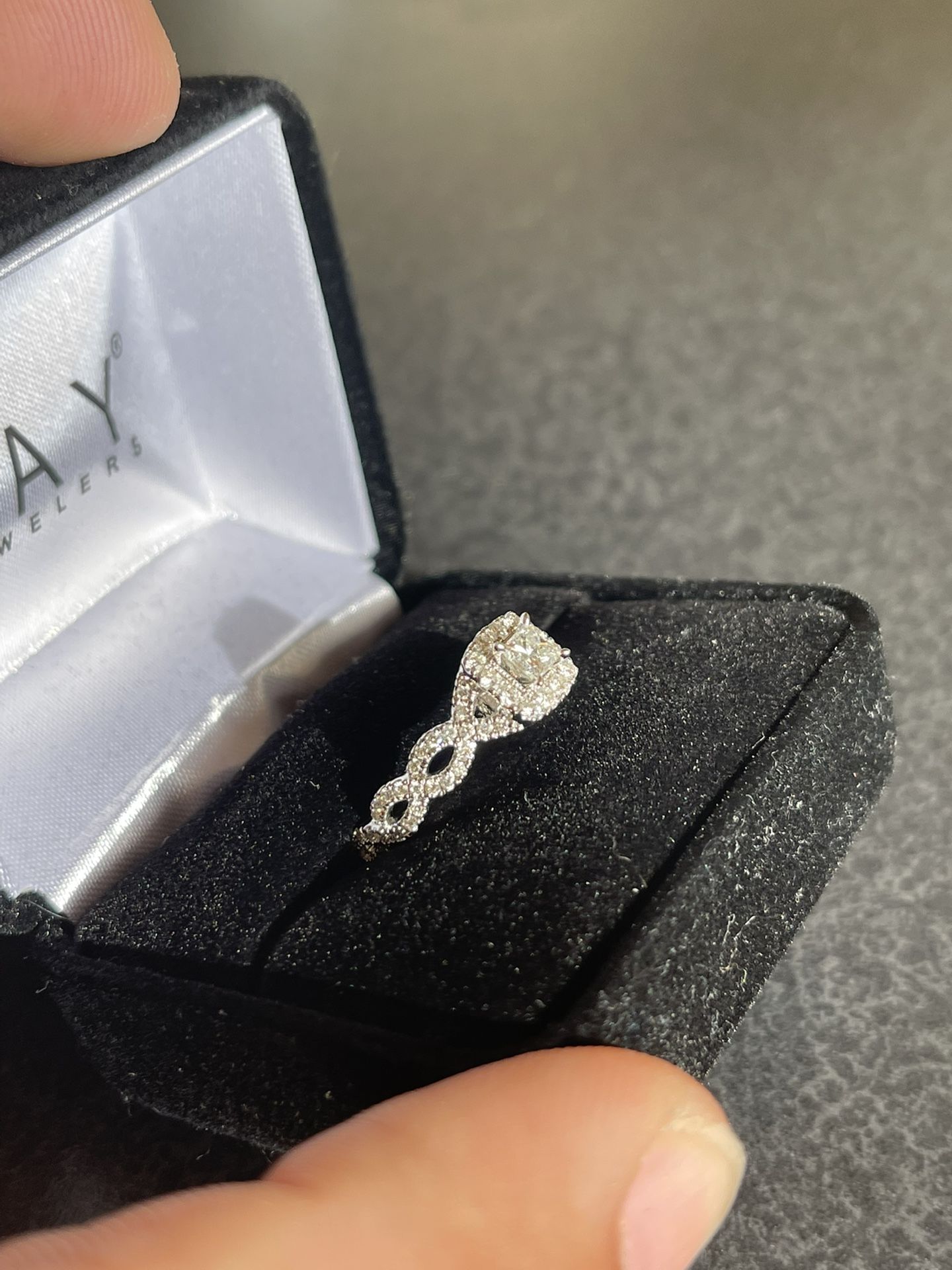 Neil Lanes Line 14kWG Bridal Set Half Carat Diamond