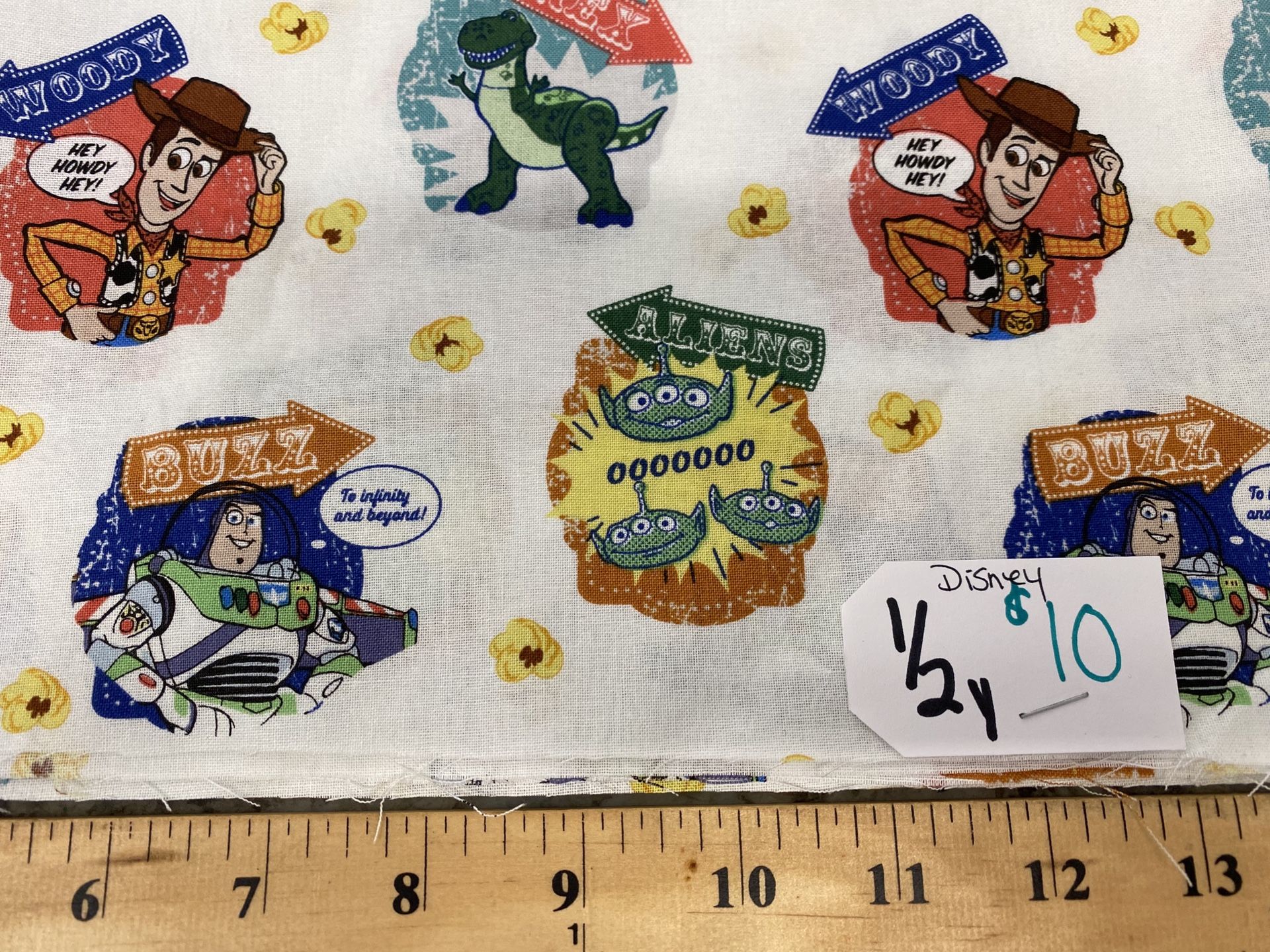 Disney toy story cotton fabric 1/2 yard