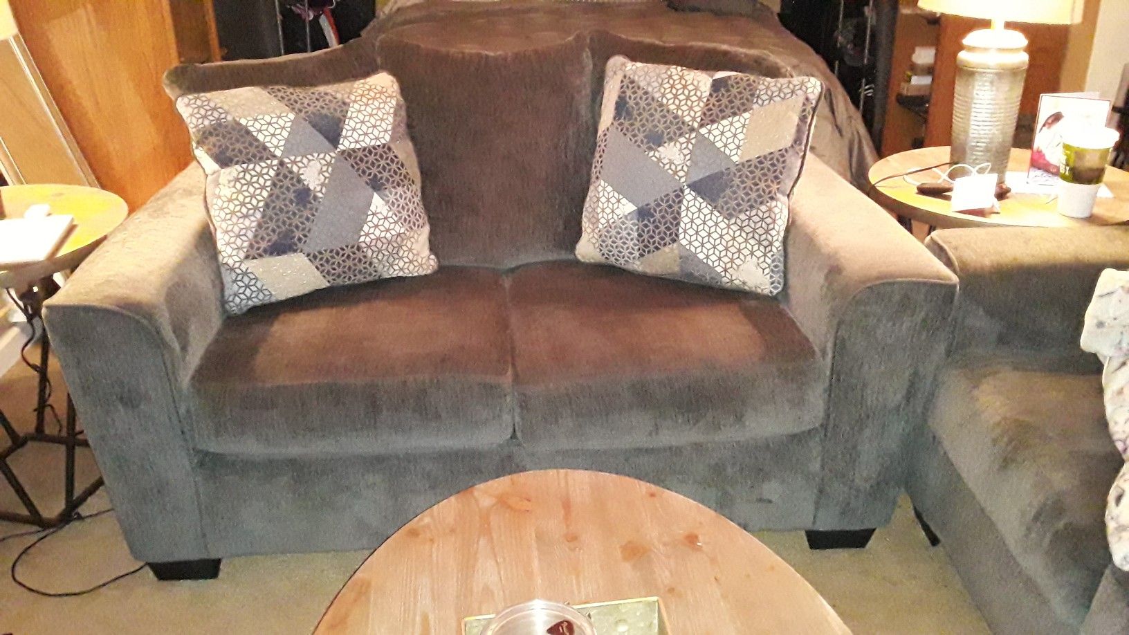 Sofa, Loveseat, and Table