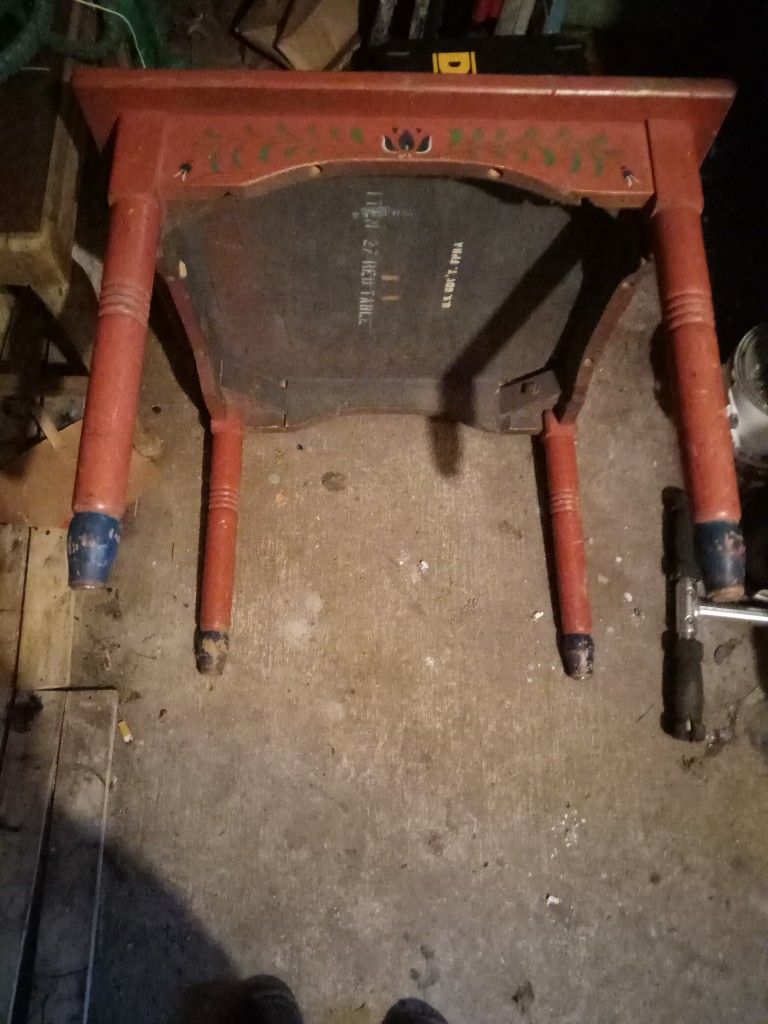 Army Issued Red Table Antique