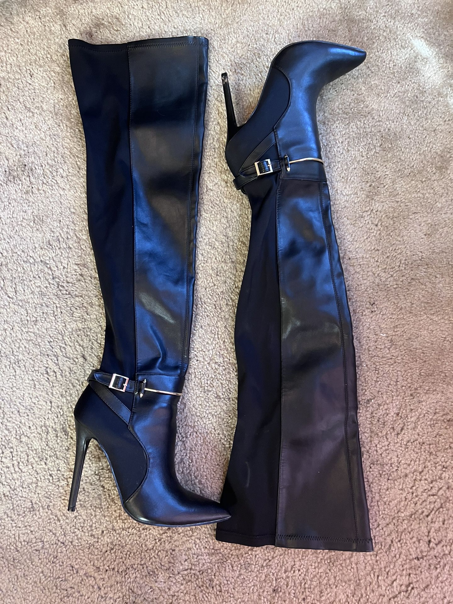 Thigh High Boots Black With 4.5” Heel