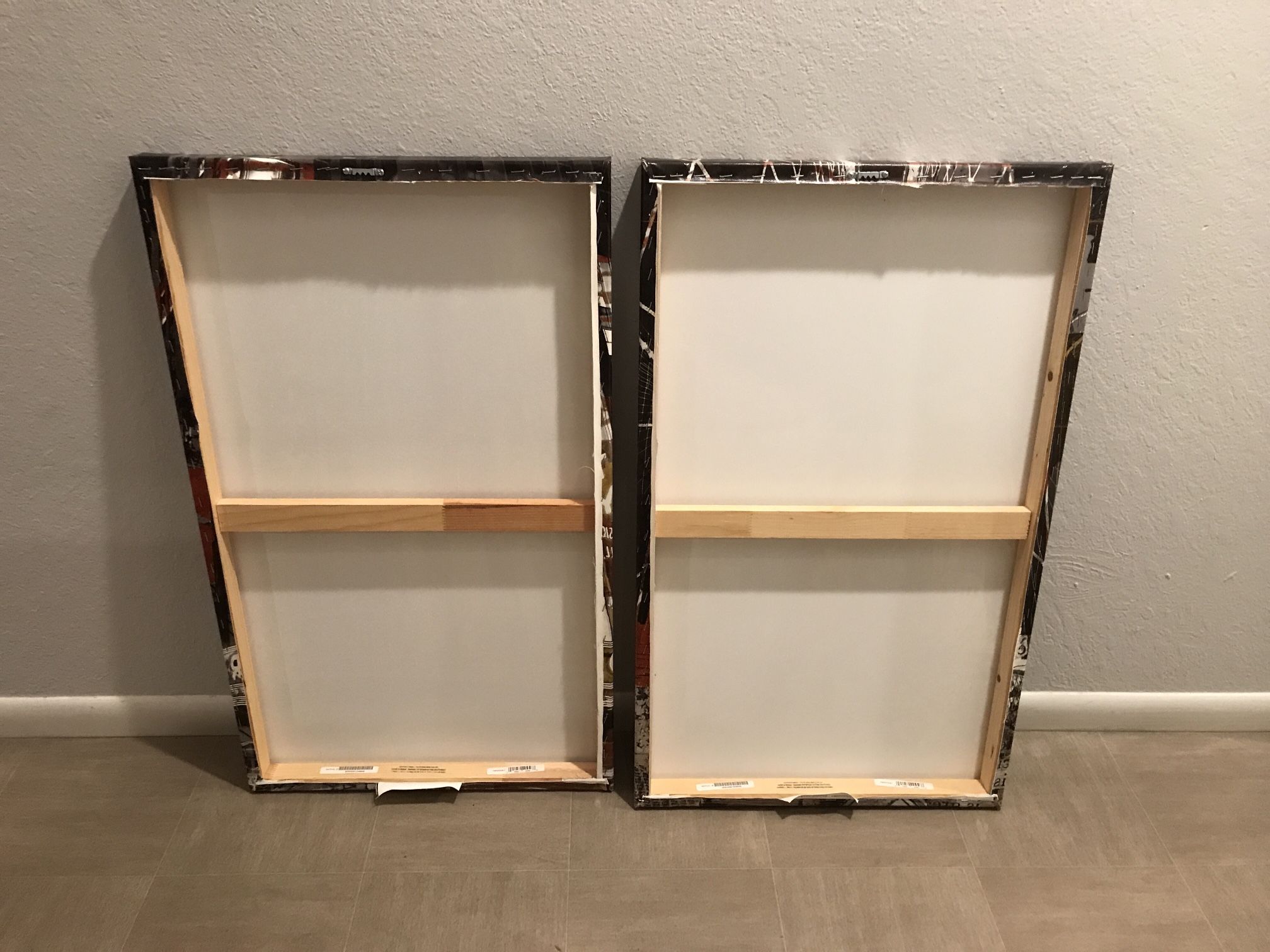 Pair of Iconic New York City Giclee Screen Paintings Mounted On Wood Frame