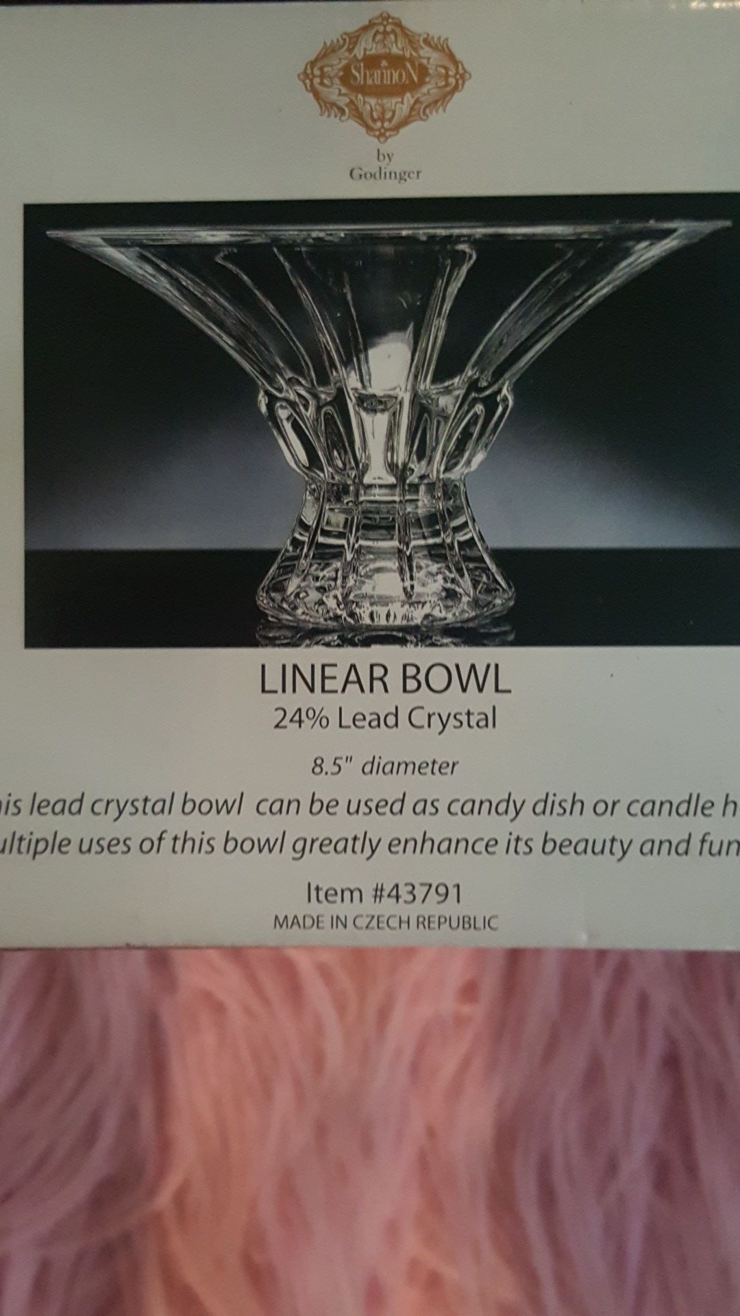 SHANNON CRYSTAL BY GODINGER LINEAR BOWL 24% LEAD CRYSTAL