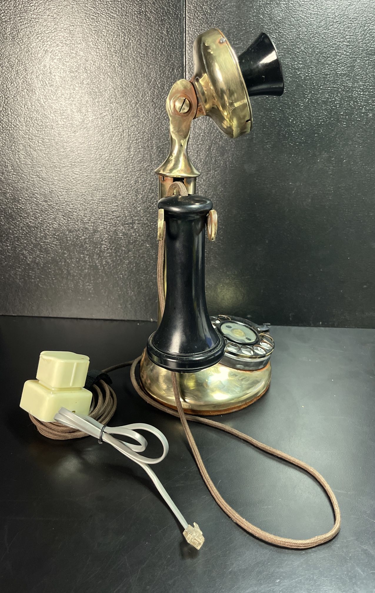 Antique 1913 American Bell Brass and Bakelite Candlestick Phone WORKS