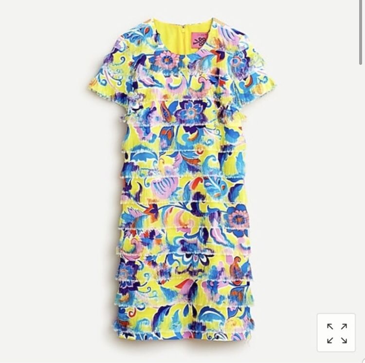 J Crew Yellow Fringe Shift Dress Size 2