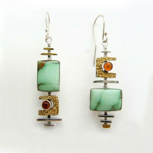 Pair of Opal Moonstone Turquoise Hook Dangle Drop Earrings *See My Other 90 Items*